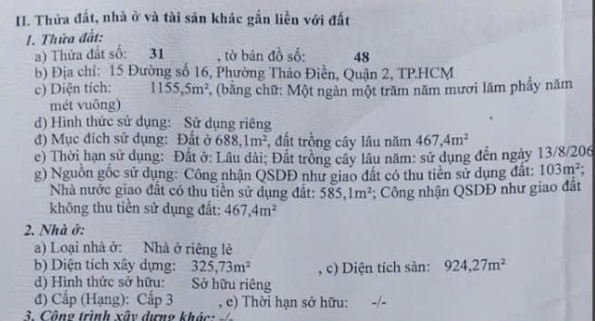 Cần bán Biệt thự Phường Thảo Điền, Quận 2, Diện tích 1155m², Giá 245 Tỷ 9