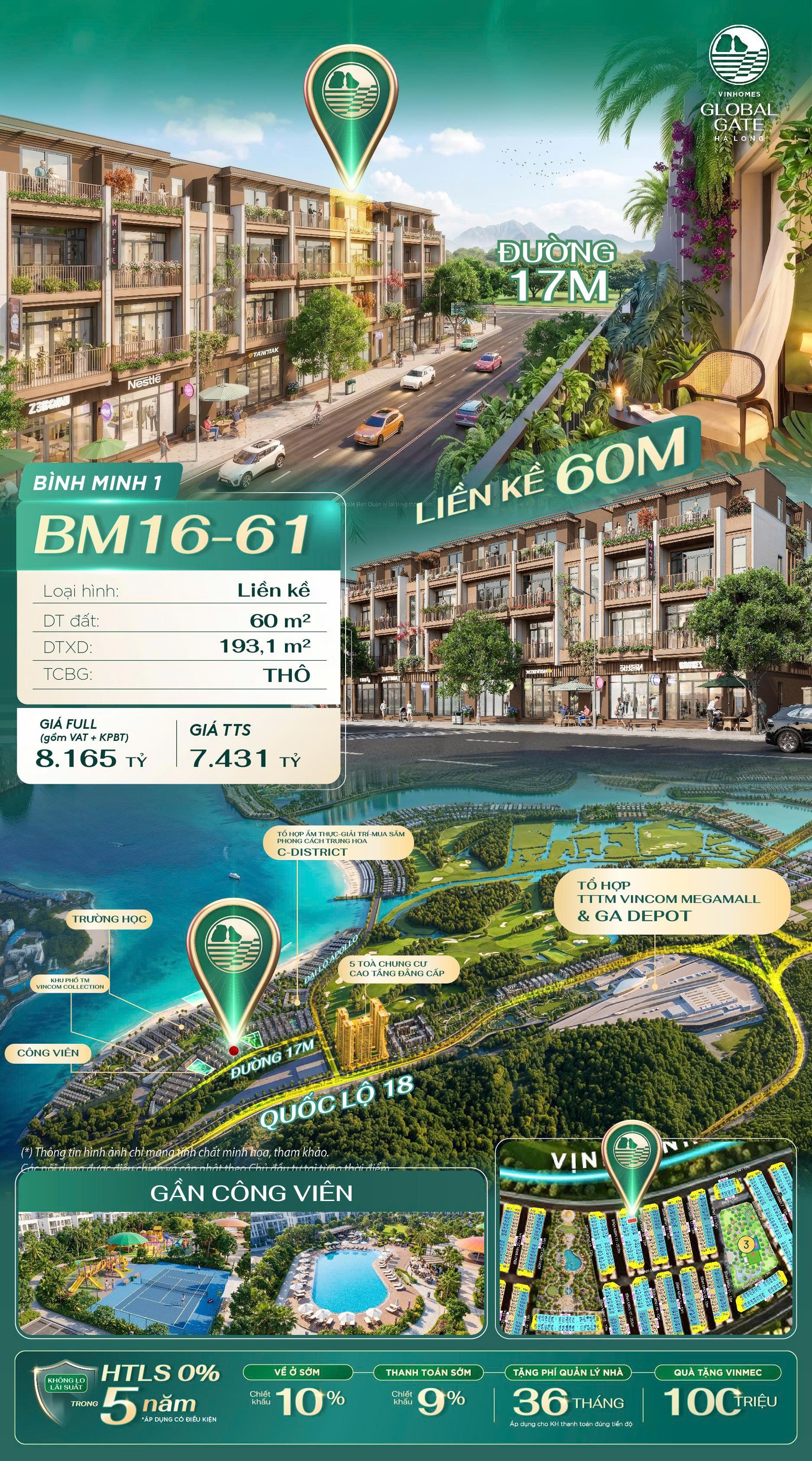 Cần bán Biệt thự dự án Vinhomes Hạ Long Xanh, Diện tích 60m², Giá 8.100.000 Triệu
