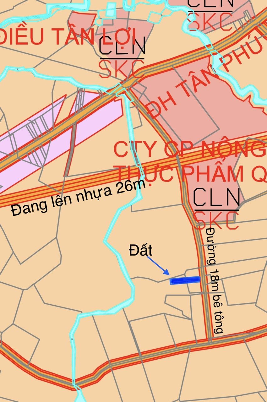 Đất Tân Hưng Đồng Phú ngay nhà máy đường 18m