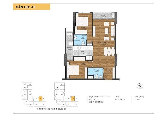 Cần bán Căn hộ chung cư dự án Chung cư C22 Bộ Công an, Diện tích 81.78m², Giá 53 Triệu/m² 3