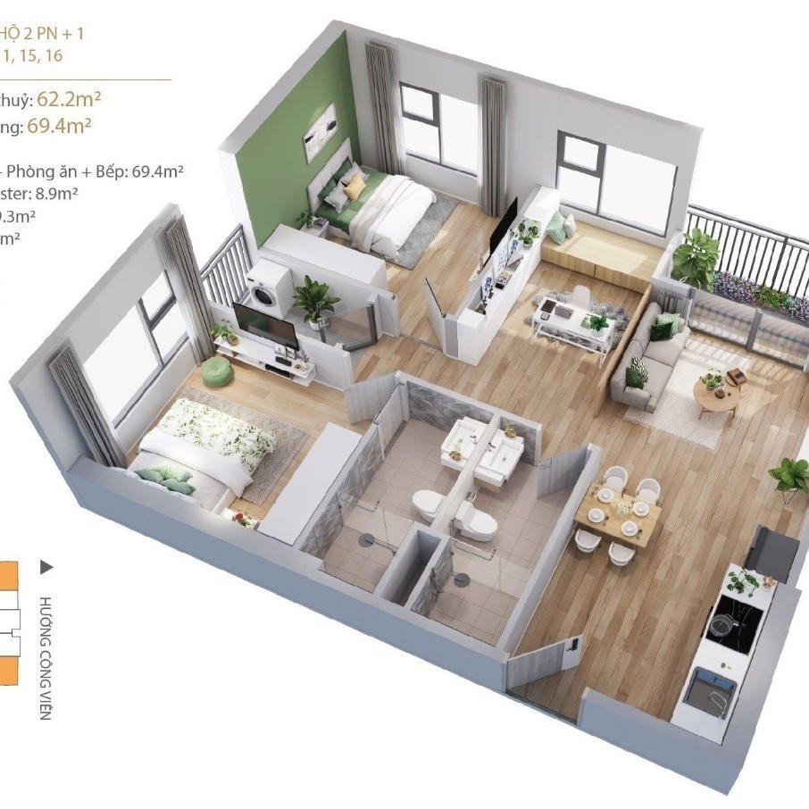 Cần bán Căn hộ chung cư dự án Vinhomes Smart City Đại Mỗ, Diện tích 62m², Giá 3.7 Tỷ