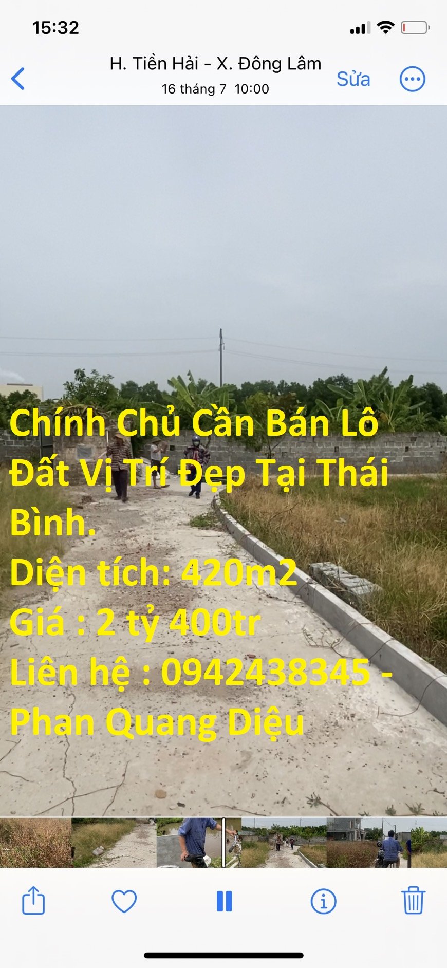 Chính Chủ Cần Bán Lô Đất  xã Đông Lâm, huyện Tiền Hải, tỉnh Thái Bình. 1