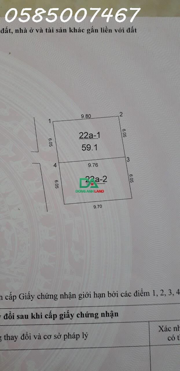 Bán 59m đất thôn Hậu xã Uy Nỗ Đông Anh đường ô tô giá 3x 2