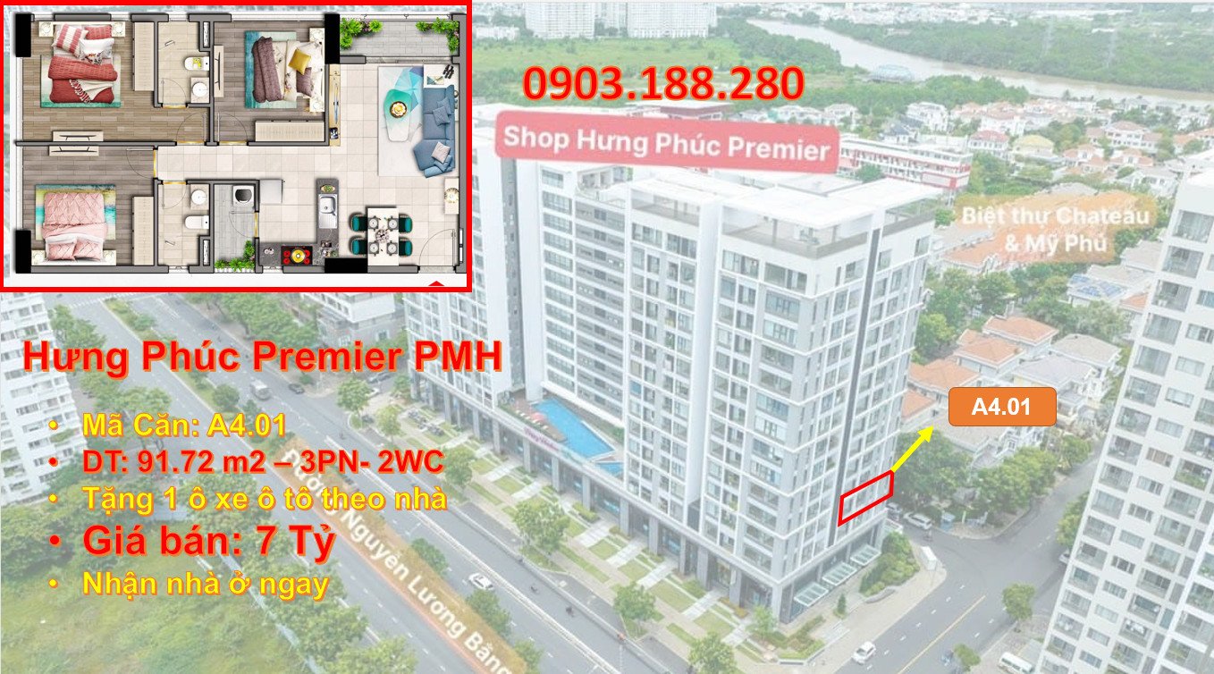 Căn Hộ 3 Phòng Ngủ rẻ nhất tại Hưng Phúc Premier - Phú Mỹ Hưng.
