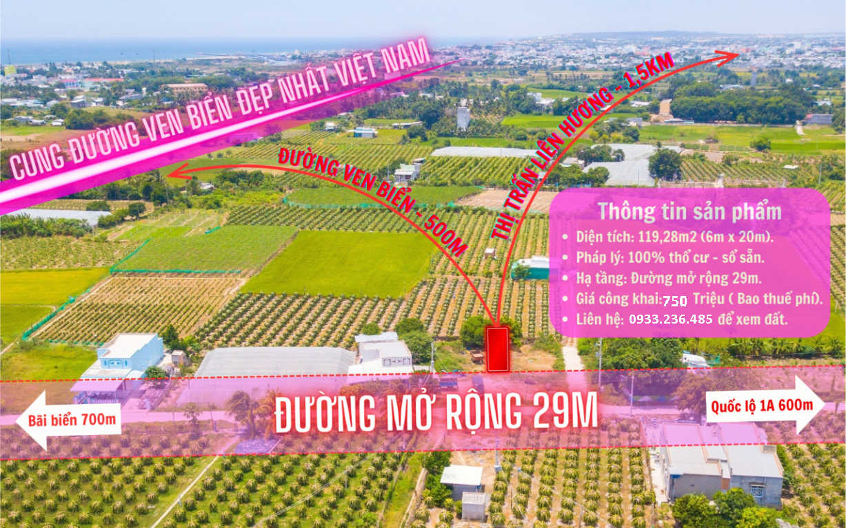 Đất mặt tiền ngay khu biển Bình Thuận giá chỉ 6tr/m². 5