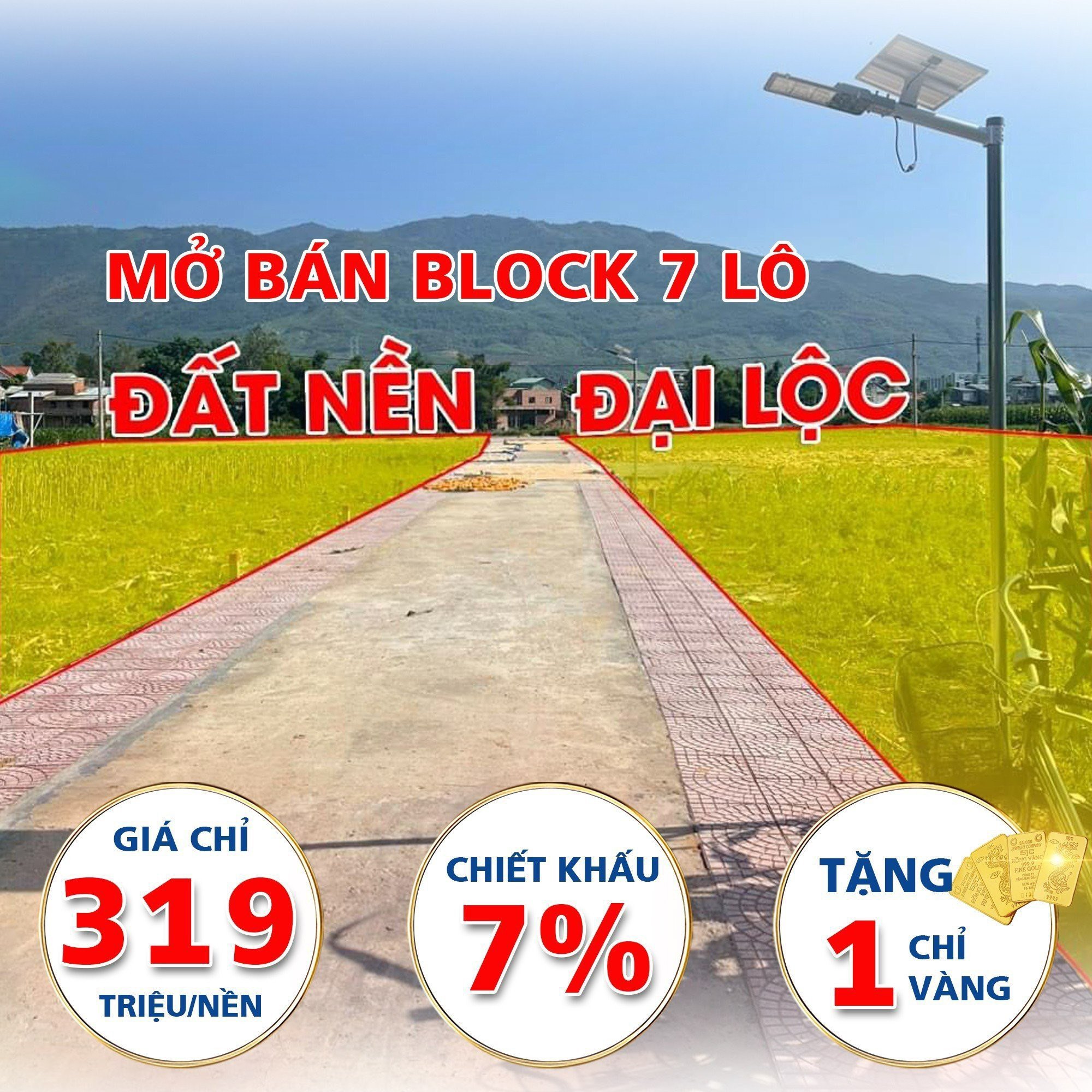 Đất nền mặt tiền ngay đường DT609 - Quảng Nam, đã có sổ đầy đủ giá 319tr/lô