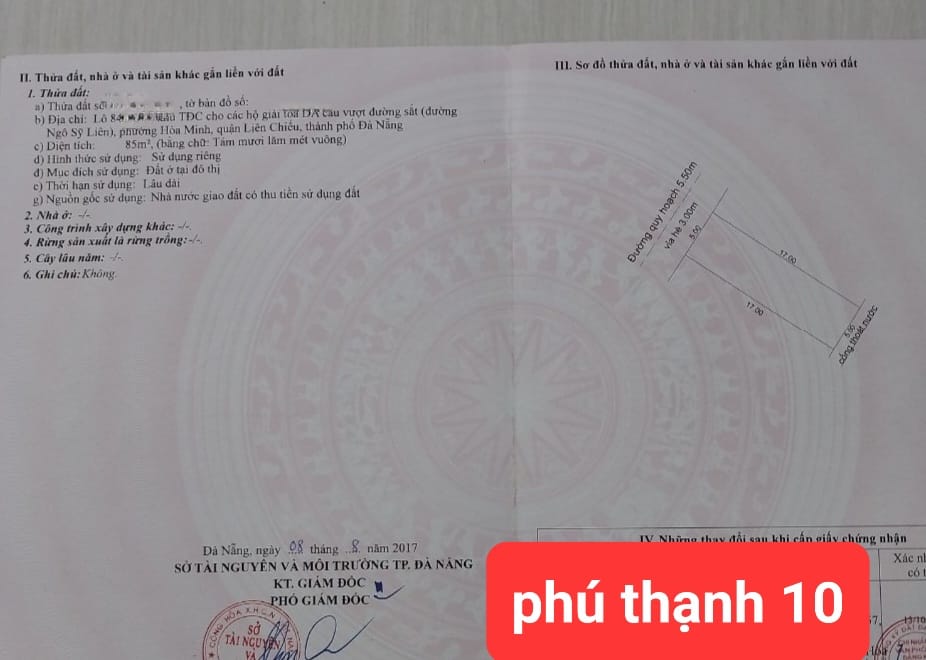 Bán Đất Mặt Tiền Đường Phú Thạnh 10. Hoà Minh , Liên Chiểu, Đà Nẵng