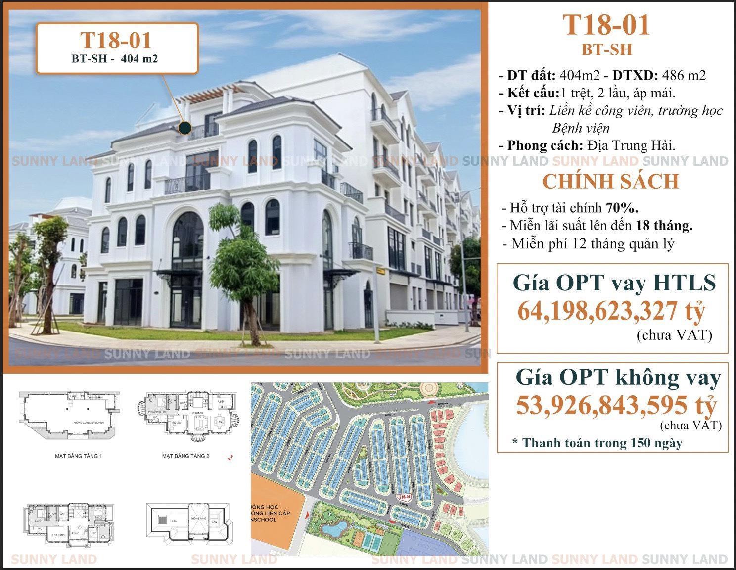 Bán Biệt thự - Shophouse Vinhomes, DT 404m2, 4 tầng, 3 mặt tiền Chỉ 53.9 tỷ 1