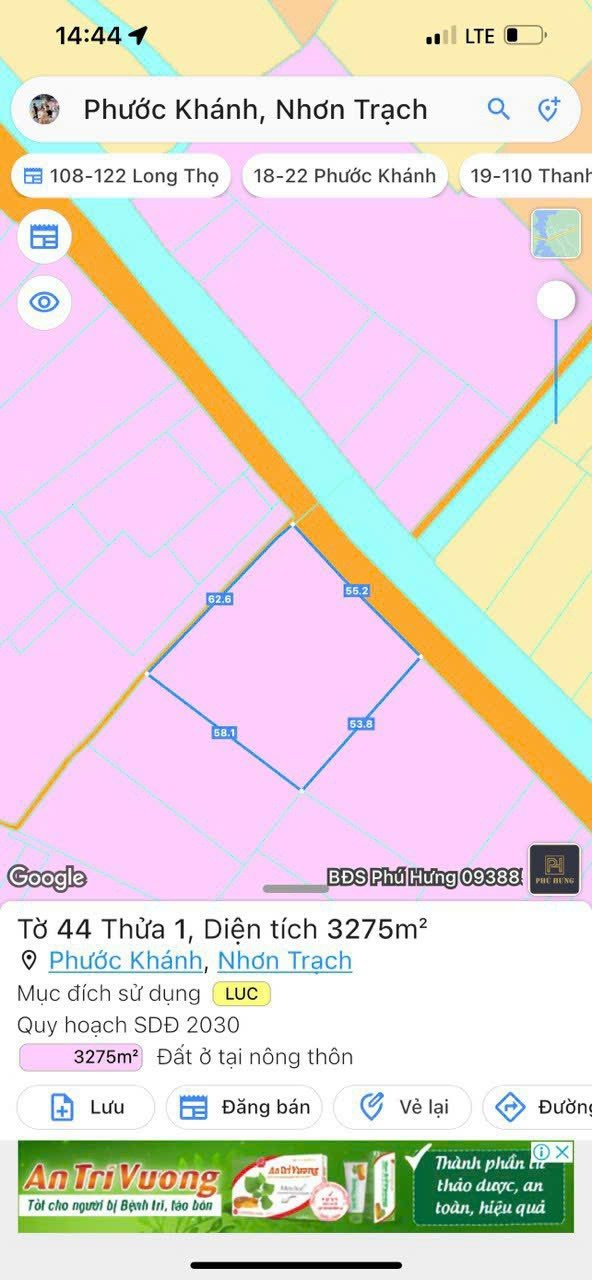 Cần bán Đất đường Đê Ông Kèo, Xã Phước Khánh, Diện tích 5760m², Giá 3.3 Triệu/m² 2