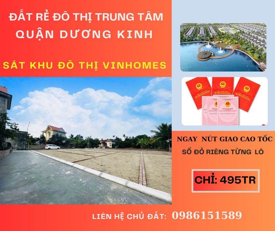 ĐẤT ĐÔ THỊ GIÁ BÁN NÔNG THÔN CHỈ 495TR CÓ NGAY LÔ ĐẤT SÁT VINHOMES DƯƠNG KINH