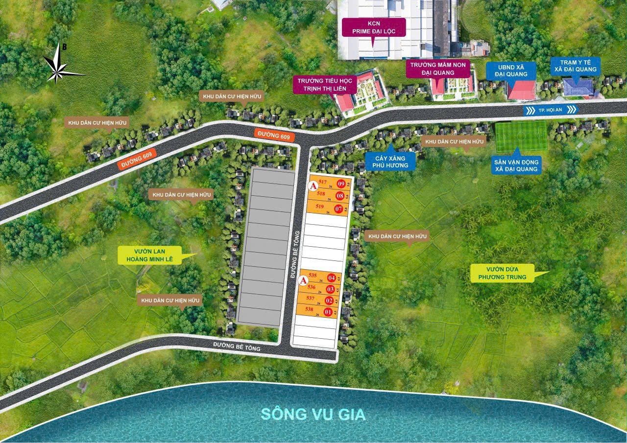 Chính chủ bán đất Đại Lộc View Sông Vu Gia,Cách Khu Công Nghiệp 1km120m2-Đã có sổ 5