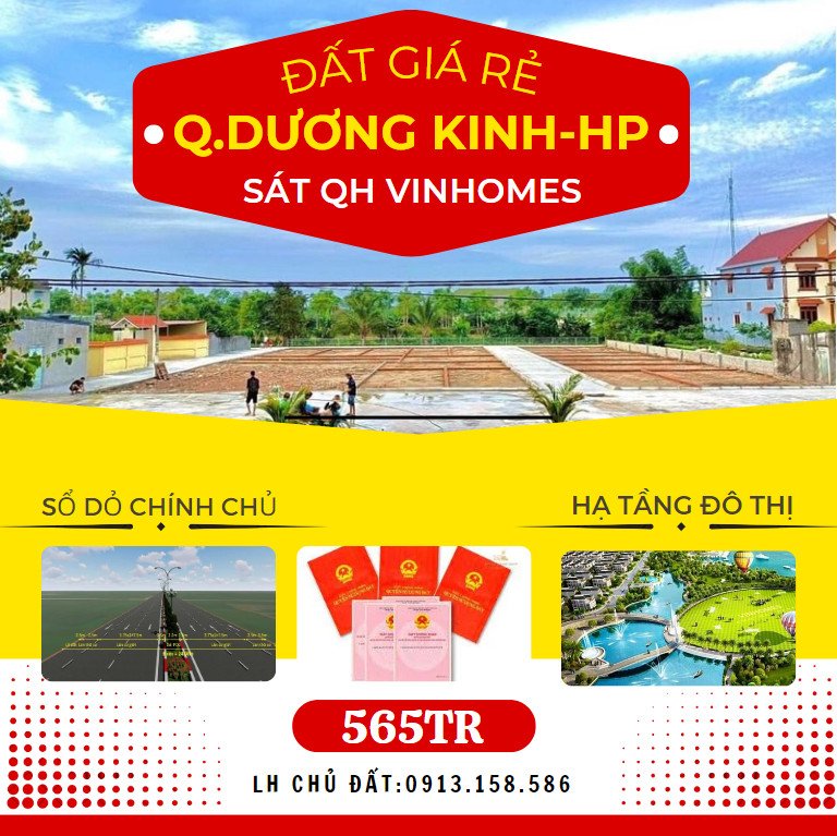 CẦN TIỀN BÁN GẤP LÔ ĐẤT GIÁ 565TR, CẠNH KĐT VINHOMES DƯƠNG KINH. 2