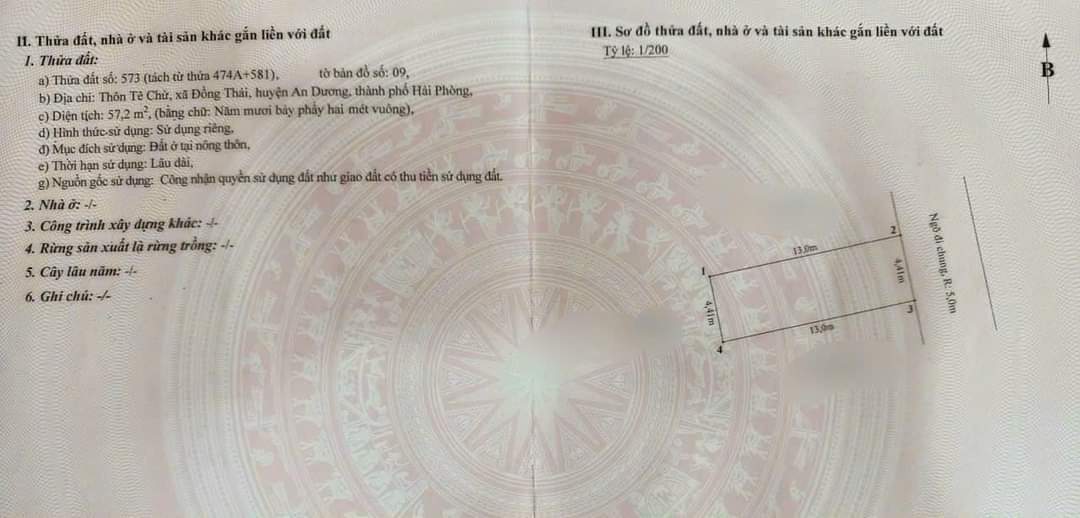 Bán đất trục liên thôn Chử Đồng Thái An đương đường 5m 4