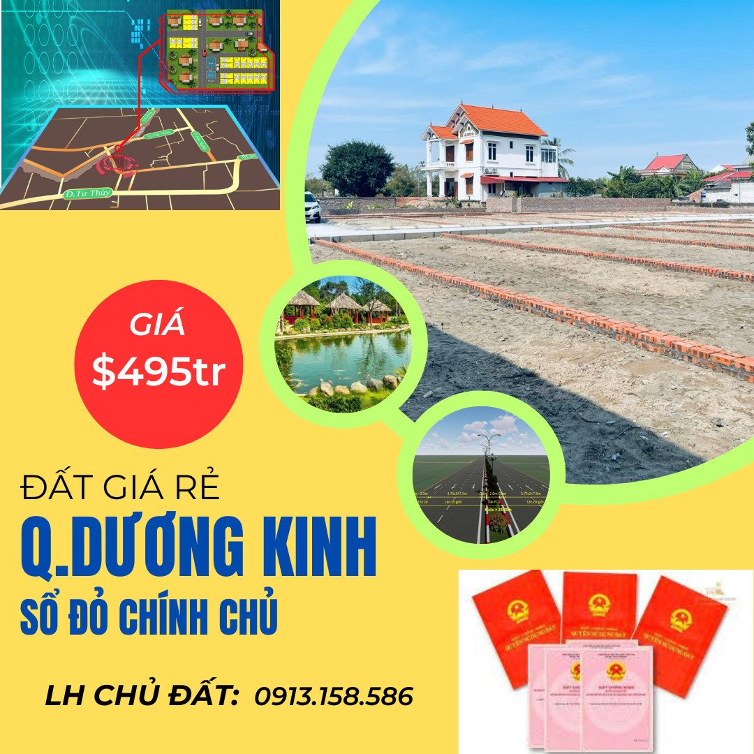 BÁN ĐẤT TRUNG TÂM QUẬN DƯƠNG KINH GẦN KHU ĐÔ THỊ VINHOMES 2