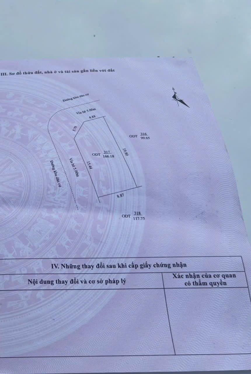 Bán lô góc KĐT Việt Hòa, ph Việt Hòa, TP HD, 166.18m2, 2 mặt đường, vỉa hè 5m rộng rãi 3