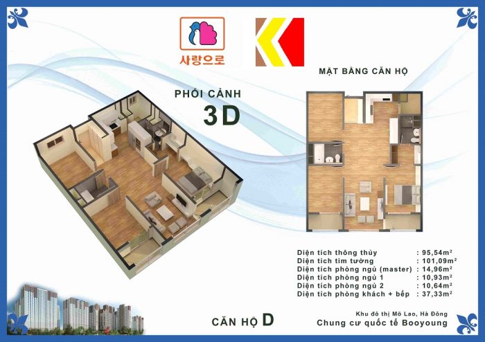 Cần bán căn hộ góc 3 ngủ full nội thất, vị trí đẹp nhất tòa CT7 chung cư BooYoung, KĐT mới Mỗ Lao 4