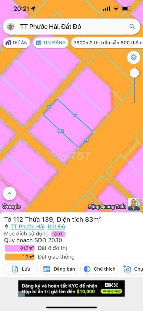 Cần bán Đất Đất Đỏ, Bà Rịa Vũng Tàu, Diện tích 75m², Giá Thương lượng