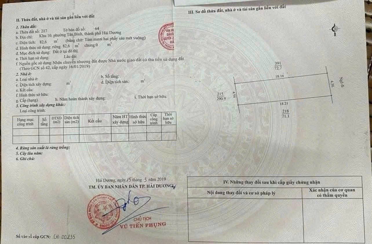 Bán đất ngõ 167 phố Bình Lộc, ph Lê Thanh Nghị mới, Tây Hải Phòng, 82.5m2, mt 4.5m, 1.75 tỷ 4