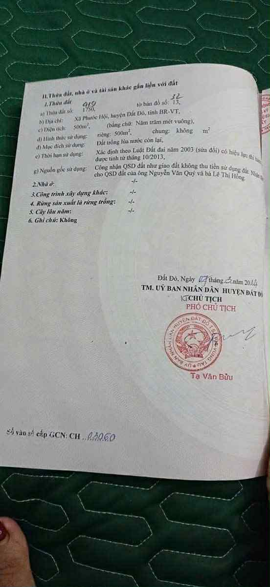 Cần bán Đất đường Tỉnh lộ 44, Xã Phước Hội, Diện tích 500m², Giá 1.4 Tỷ