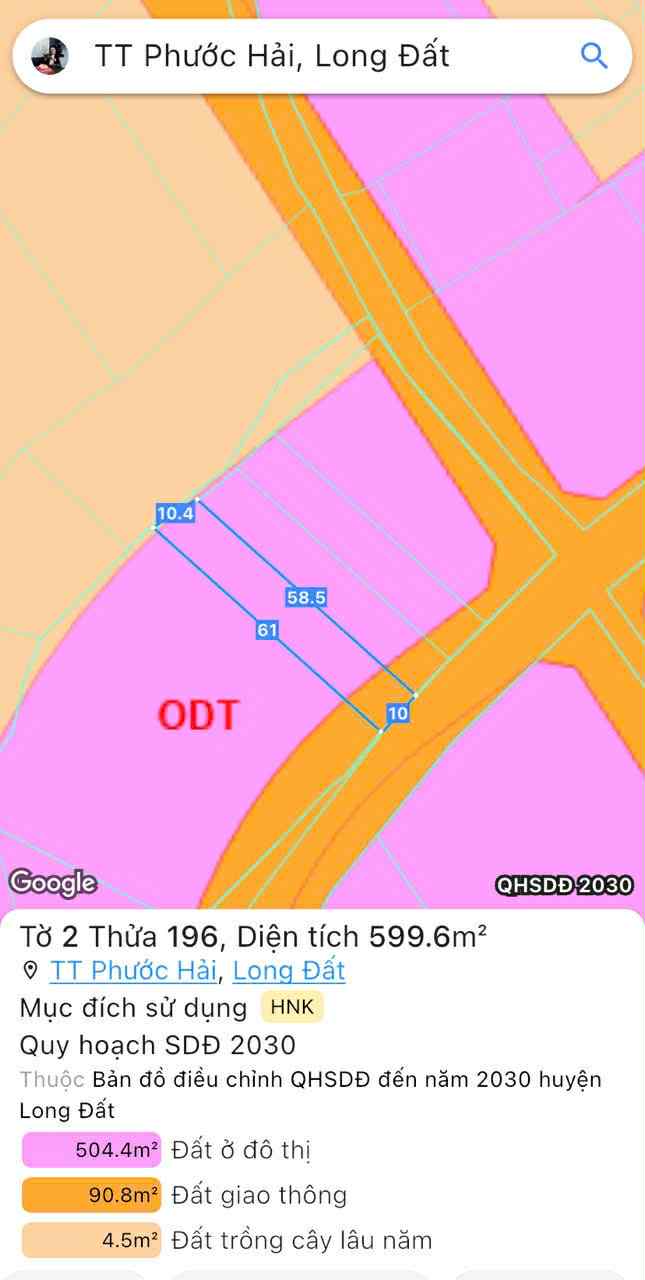 Cần bán Đất đường Tỉnh lộ 44, Thị trấn Phước Hải, Diện tích 599m², Giá 1.5 Tỷ