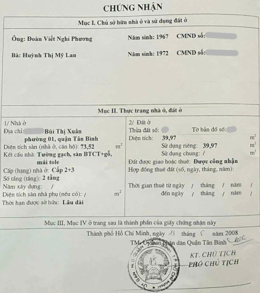 40m2 HXH thông BÙI THỊ XUÂN LÊ VĂN SỸ, đúc BTCT 4ty6