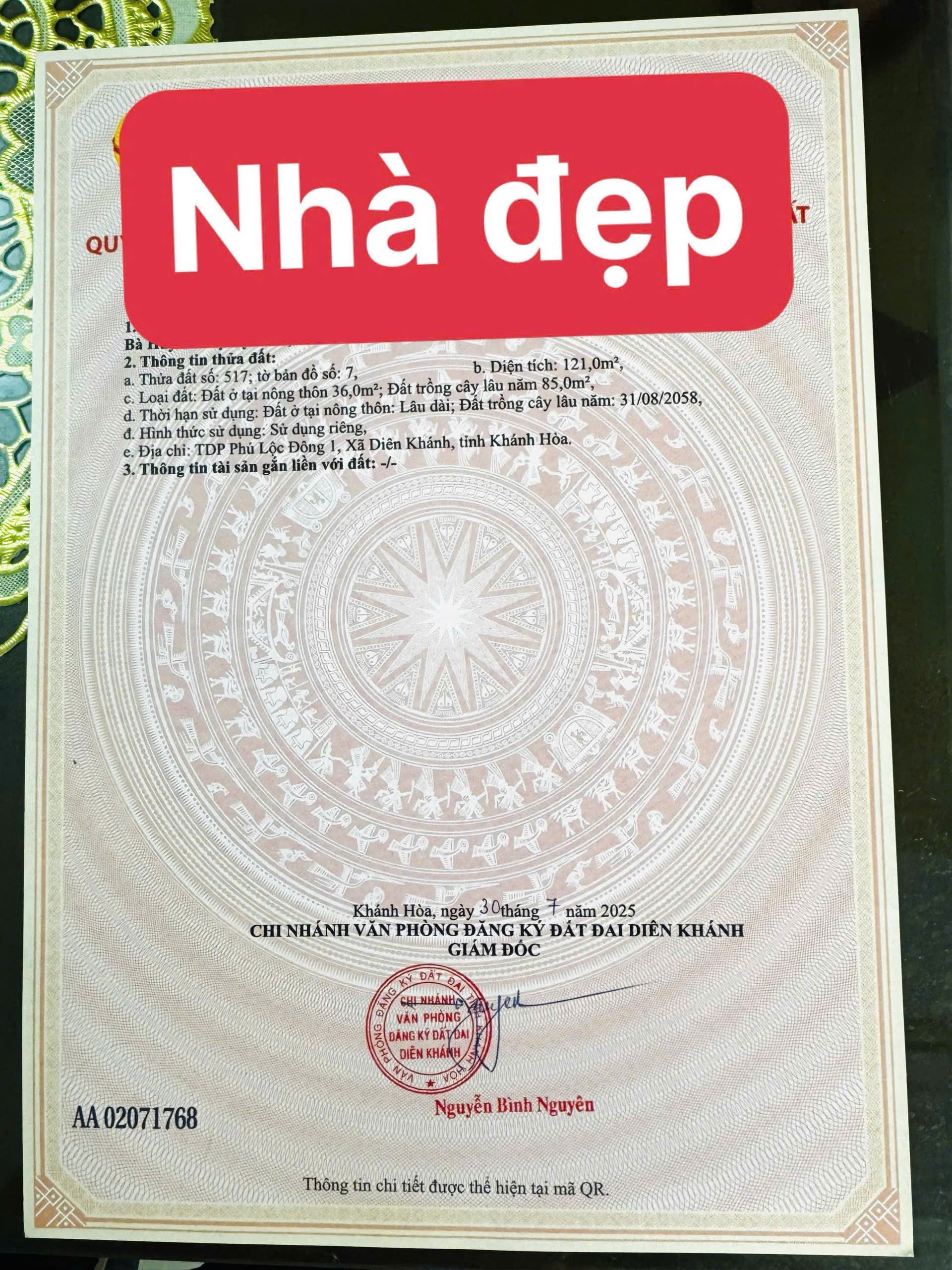 Bán nhà thị trấn Diên Khánh mặt tiền đường Kim Đồng 14