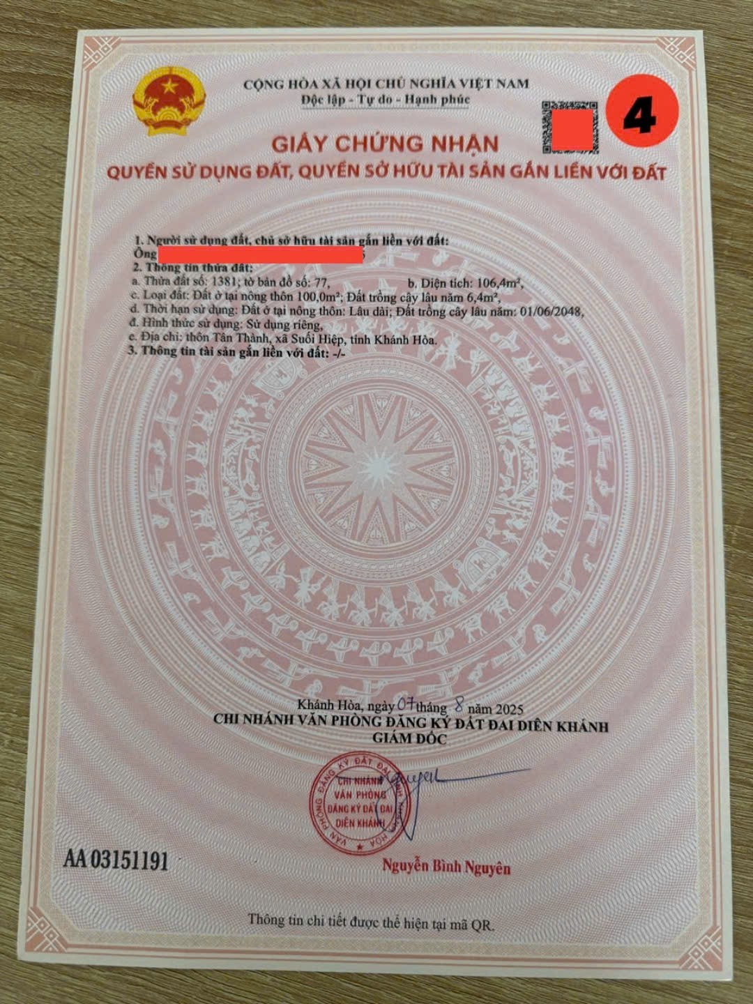 Bán đất Suối Tiên giá rẻ sát bên trục đường nhựa liên thôn 7