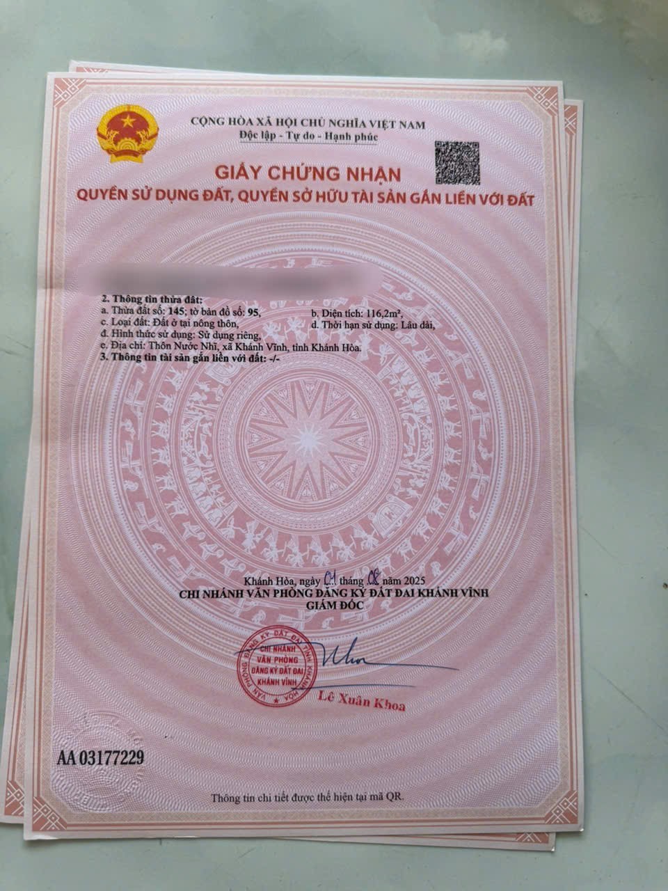 Bán đất Khánh Phú thôn Nước Nhĩ full thổ cư sát bên Hương Lộ 62 5