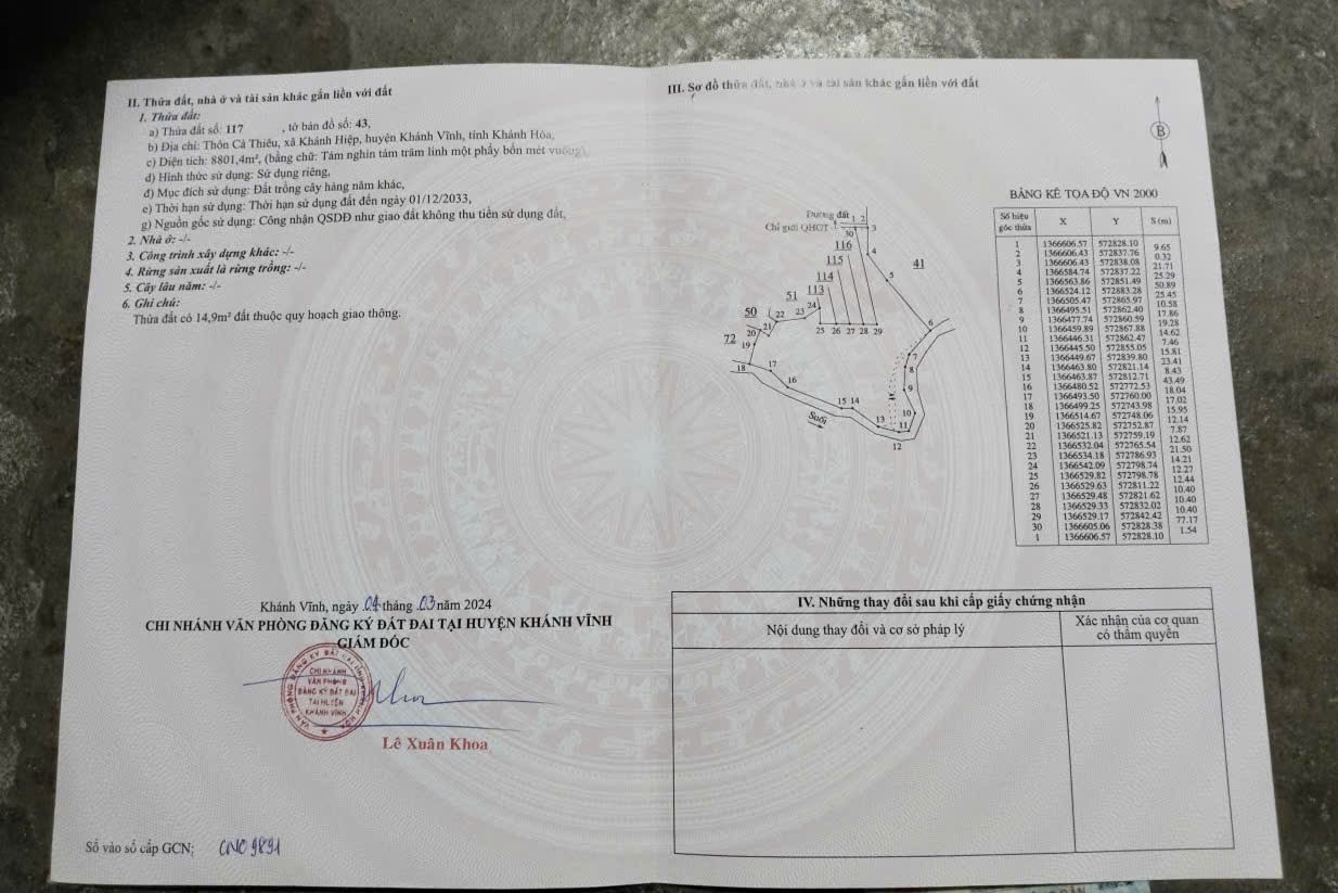Bán đất vườn Khánh Hiệp giá rẻ sát bên trục đường liên xã K25 6