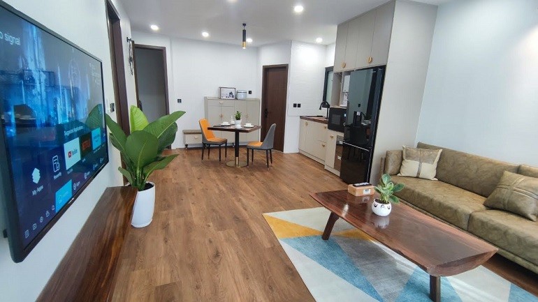 Cho thuê căn hộ 1PN rộng 65m2 tại Vũ Miên, Tây Hồ, đầy đủ nội thất đẹp, hiện đại, ban công thoáng 4