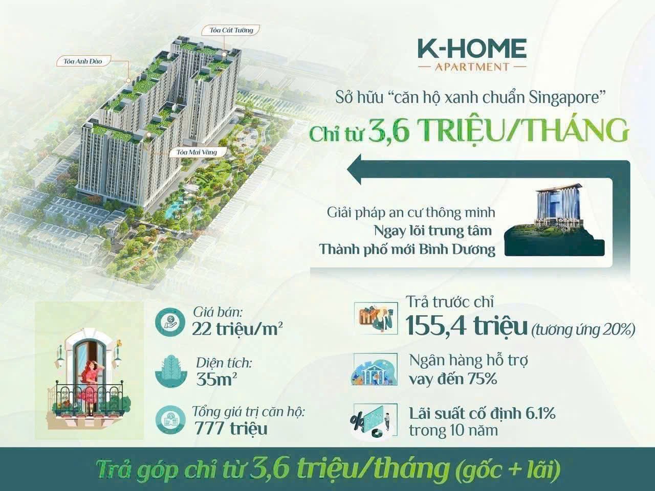 Căn hộ giá rẻ gần KCN VSIP2 – 46.69m², 1PN, chỉ 978 triệu, pháp lý rõ ràng