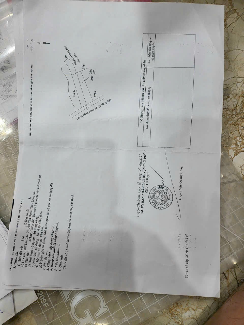 Đất thổ cư 321m2 xã Tân Lân giá rẻ đầu tư 1 tỏi 1 hết sổ 4