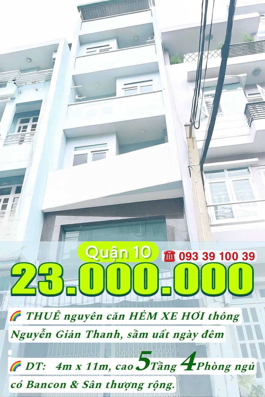 23 Triệu: Thuê nguyên căn 5 tầng 4 phòng ngủ- Hẻm xe tải thông khu Bắc Hải Quận 10. VŨ 0933910039 5