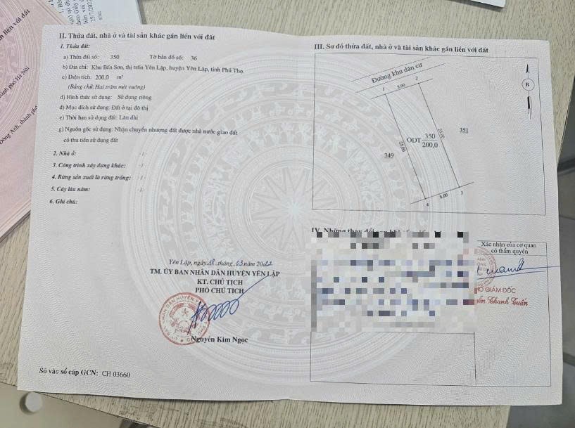 Cần bán Đất Thị trấn Yên Lập, Yên Lập, Diện tích 200m², Giá 35 Triệu/m²