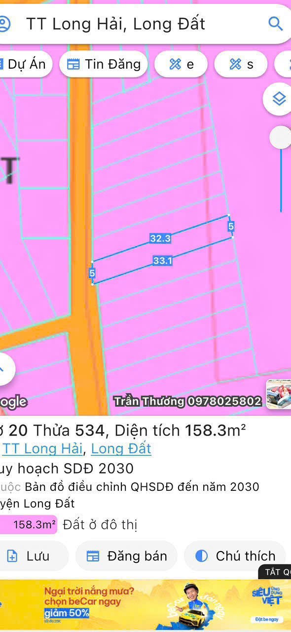 BÁN LỖ LÔ ĐẤT 1 TỶ  TẠI THỊ TRẤN LONG HẢI VỊ TRÍ TIỀM NĂNG 3