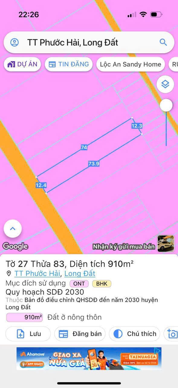 BÁN LỖ LÔ ĐẤT 2 TỶ THỊ TRẤN PHƯỚC HẢI, LONG ĐẤT, BRVT 4