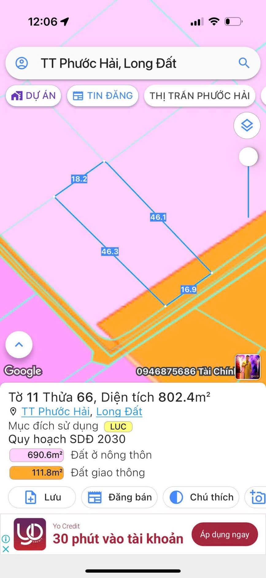 CHỦ NGỘP BÁN NHANH LÔ 2 TỶ TT PHƯỚC HẢI NGAY SAU GLAMPING ĐỒNG GIÓ 2