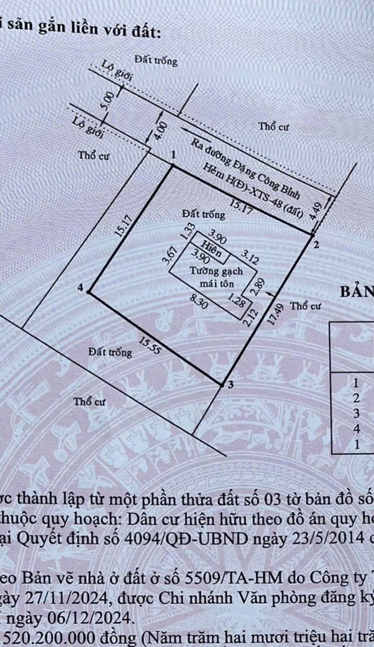 SỔ HỒNG MỚI – NHÀ VƯỜN THỔ CƯ 250M² – XE TẢI RA VÀO TỎA MÁI – GIÁ CHỈ 4,5 TỶ