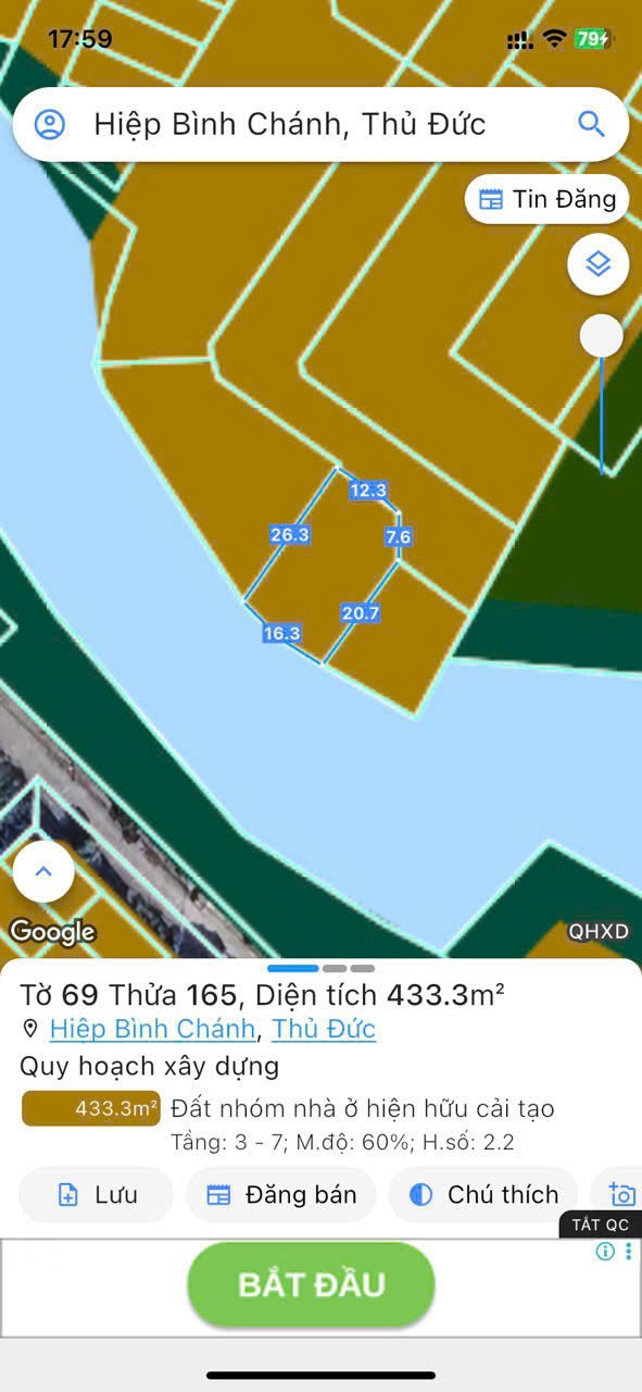 Cần bán Đất Phường Hiệp Bình Chánh, Thủ Đức, Diện tích 433m², Giá 24.5 Tỷ 5