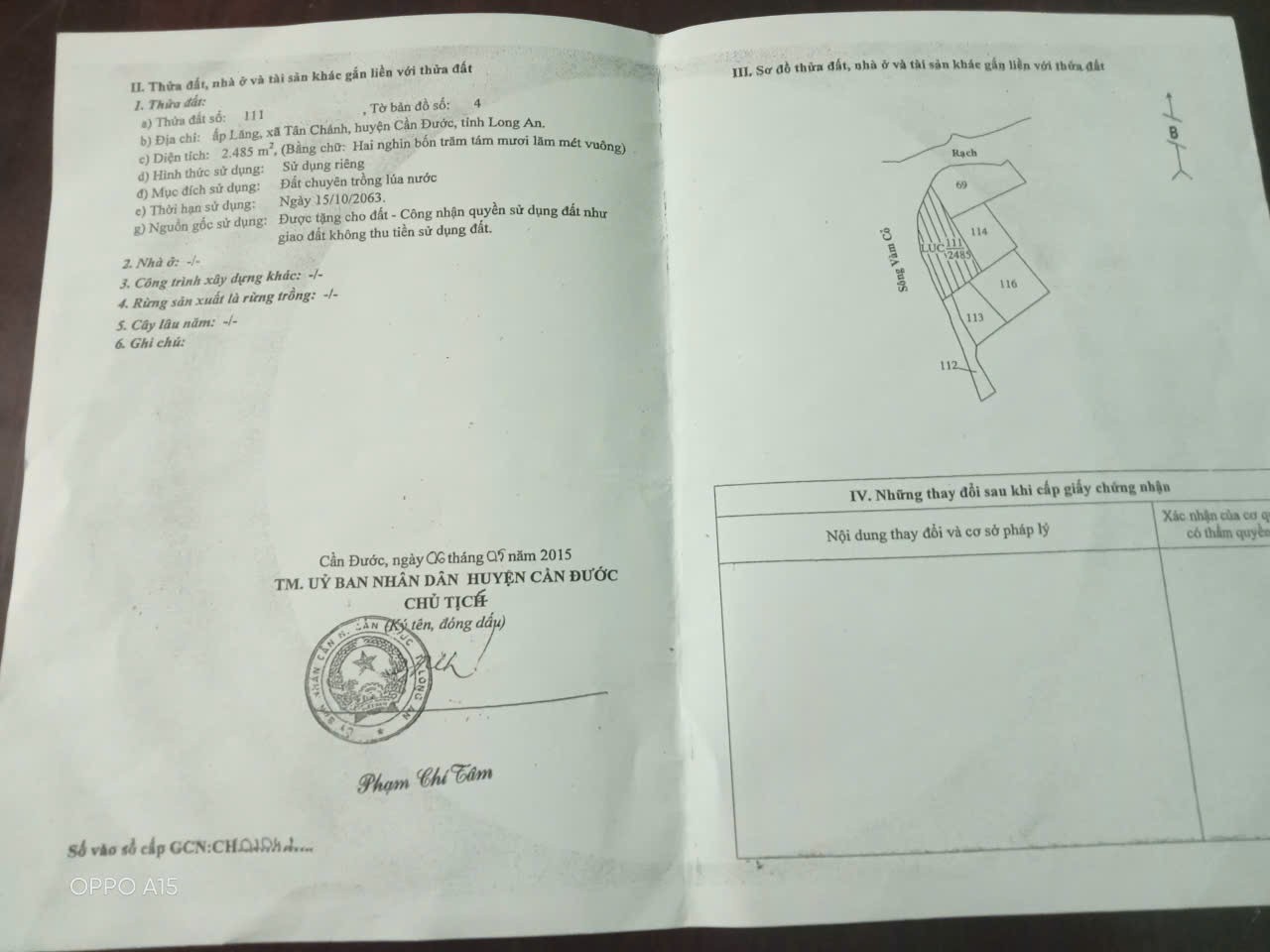 Đất lúa mt sông Vàm Cỏ 2485m2 xã Tân Chánh giá ngộp 990tr 4