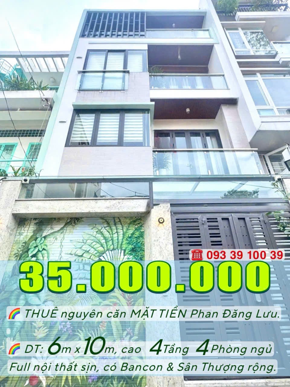 35 Triệu: nguyên căn MẶT TIỀN Phan Đăng Lưu- Ngang 6m cao 4 Tầng 4 Phòng FULL nội thất. 0933910039 5