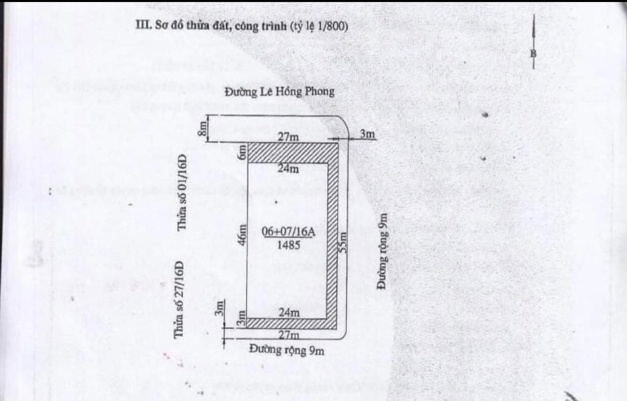 Cần bán đất 3 mặt tiền đường Lê Hồng Phong gần sân bay quận Hải An Hải Phòng