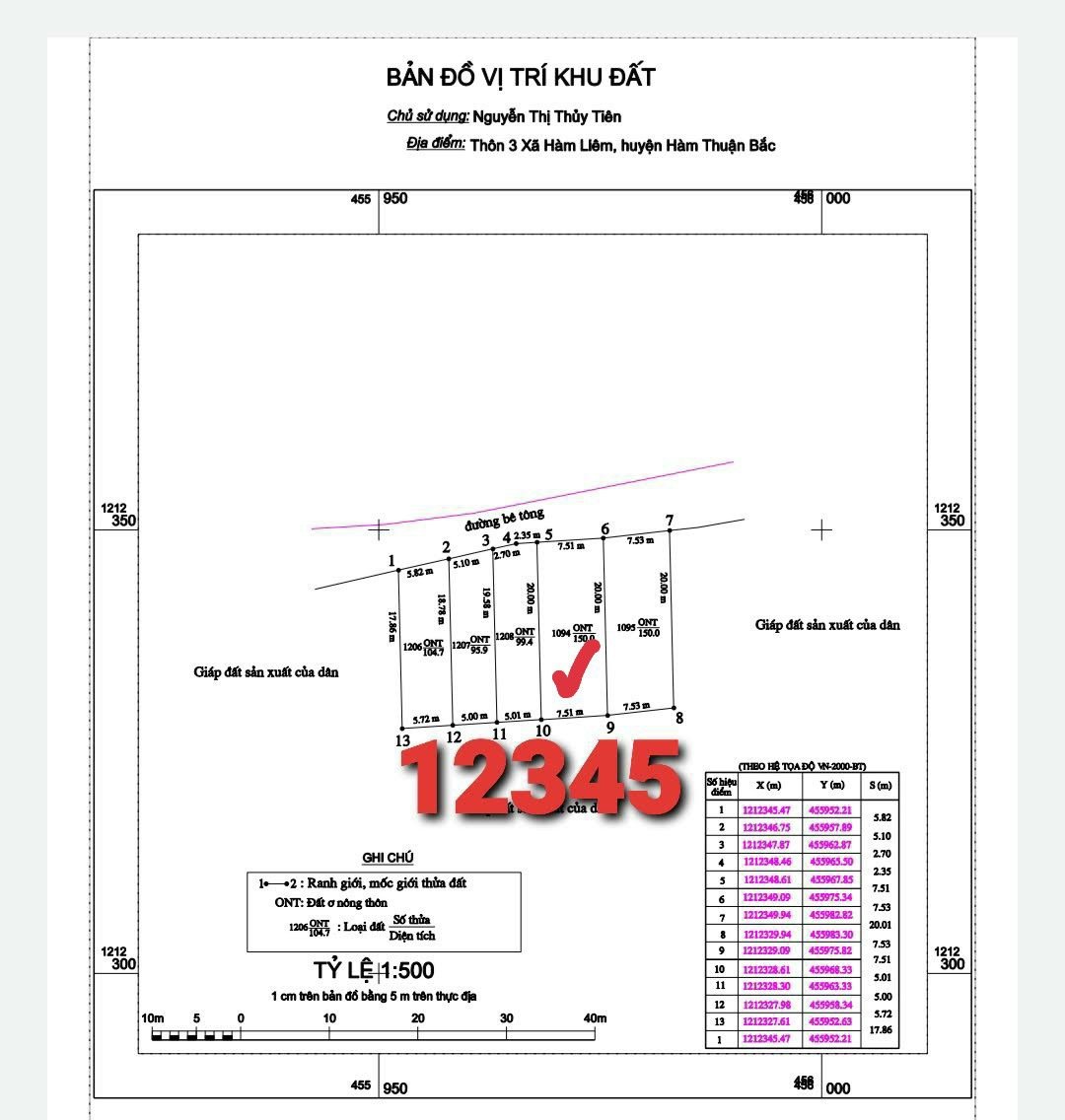 1 lô thổ cư 150m2 Thôn 3 - Hàm Liêm - Betong 5m - 1.5 tỷ 3