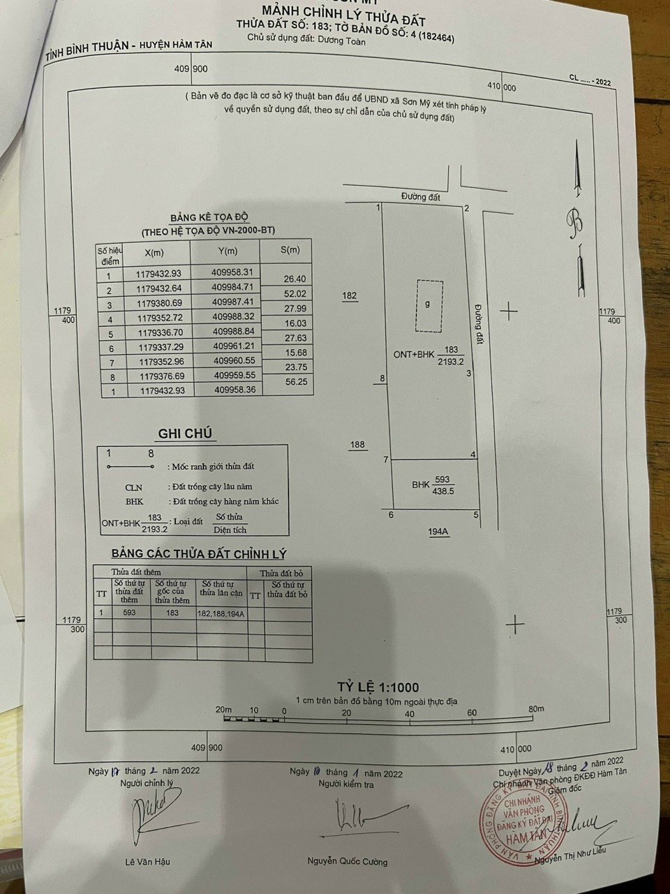 Cần bán Đất đường Quốc Lộ 55, Xã Sơn Mỹ, Diện tích 438.5m², Giá Thương lượng