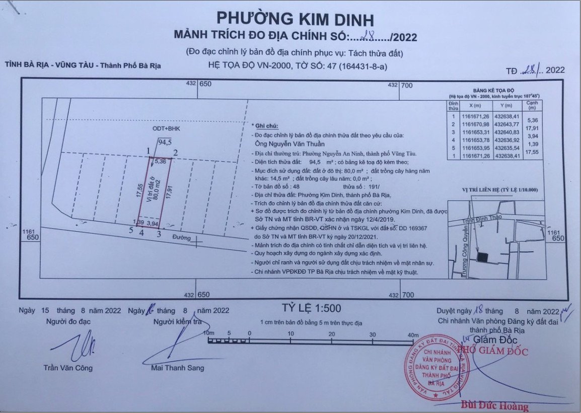 Bán Đất Kim Dinh Bà Rịa Vũng tàu sổ hồng riêng 94.5m2 2