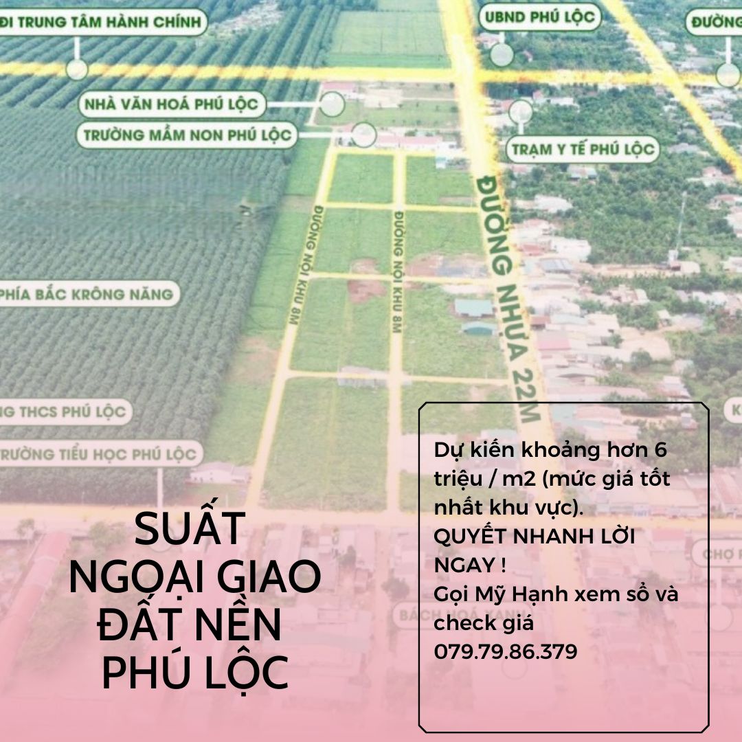 SUẤT NGOẠI GIAO ĐẤT NÊN THỔ CƯ HỒ PHÚ LỘC 8XX TRIỆU/ NỀN