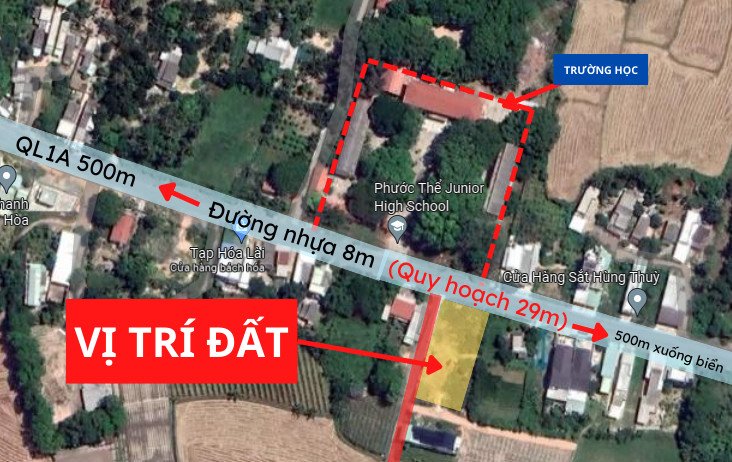 Cần bán Đất đường Quốc lộ 1A, Xã Phước Thể, Diện tích 100m², Giá 900 Triệu 2