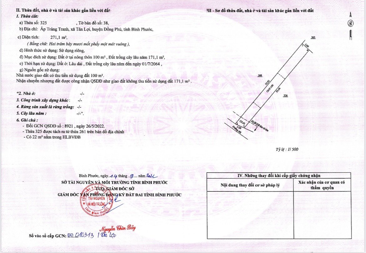 Đất ngay UBND Tân Lợi, ngay tuyến 4 KCN Becamex 5x55x100tc giá 500 triệu 3