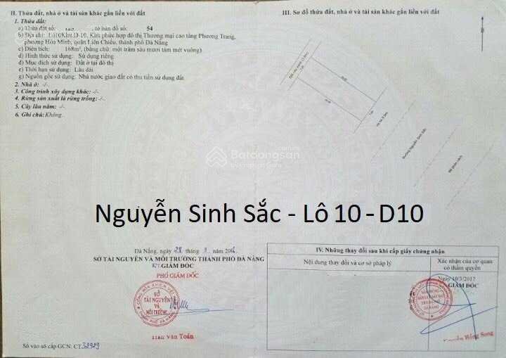 Bán đất 168m2 đường Nguyễn Sinh Sắc, sát bên UBND Quận 3