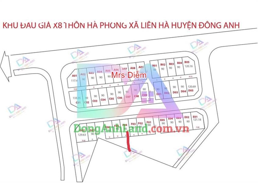 Chênh nhẹ giá trúng 20.8 triệu, Mrs Diễm ĐA cần bán 90m đấu giá X8 Hà Phong, Liên Hà, Đông Anh.